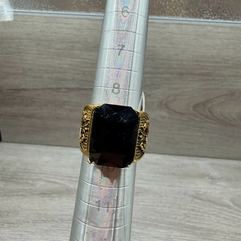 Gold Tone and Black Statement‎ Ring